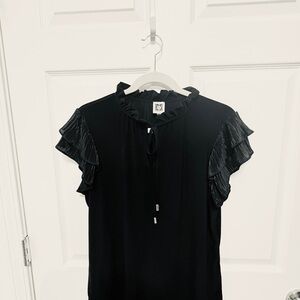 Anne Klein Elegant Black Ruffle Blouse